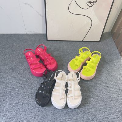【Ready Stock】NewMelissaˉSandals, sponge cake, thick soled Roman clip toe beach shoes