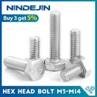 NINDEJIN External Hex Hexagon Head Screws with Full Thread M4 M5 M6 M8 M10 M12 M14 304 Stainless Steel Hexagon Head Bolt DIN933