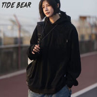 TIDE BEAR เสื้อฮู้ดเสื้อคู่รักผู้ชายแจ็คเก็ตมีฮู้ดสองชั้นแนววินเทจเนื้อแข็งสำหรับฤดูใบไม้ร่วงเสื้อสเวทเชิ้ตผ้าริ้ว