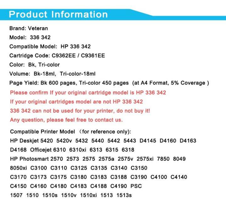 cod-thinkerz-หมึกเติมทหารผ่านศึก336-342สำหรับ-hp342-hp336สำหรับ-deskjet-5440-5420-d4100-psc-1510-photosmart-1500-c3100-c3180เครื่องพิมพ์