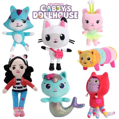 Gabbys หมอนของเล่นบ้านตุ๊กตา Cakey Kittys ตุ๊กตานางฟ้าแมวอนิเมะ Plushie การ์ตูนตุ๊กตานางเงือกแมวสำหรับของขวัญวันเกิดของขวัญ
