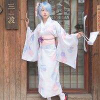 New Rem cosplay clothing womens long kimono yukata flower sacrificial oiran summer festival skirt