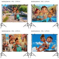 {office stationery}127X70ซม. Luca Disney ผ้าพื้นหลังวันเกิดปาร์ตี้ของตกแต่งบ้านเค้าโครงธีม Pixar Luca ของขวัญภาพอนิเมะดีที่สุดสำหรับเด็ก