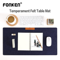 FONKEN (พร้อมสต็อก) เย็บกันน้ำแผ่นรองเมาส์สำหรับออฟฟิศแผ่นหนังกันลื่นสไตล์ที่สำคัญที่สุดสองด้านแผ่นรองคีย์บอร์ดสี