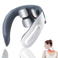 ✙►✻ Automatic 4 Head Heating Neck Massager Heat Deep Kneading Massage for Pain Relief. Remote Control 6 Mode 18 Levels Rechargeable