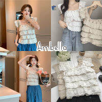 ?Ambella?เสื้อกล้ามแต่งระบายลูกไม้ น่ารักมาก พร้อมส่ง ครีม ขาว เสื้อสาวชิค เสื้อสไตล์โบฮีเมียน