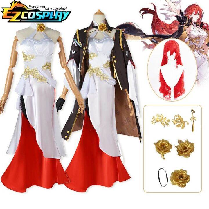 Himeko Cosplay Costume Honkai Star Rail Dress Uniform Red Wig Headwear