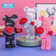Bộ Lego Lắp Ráp 3D Gấu Bearbrick cầm hoa size 35cm 55cm - Tặng búa ghép