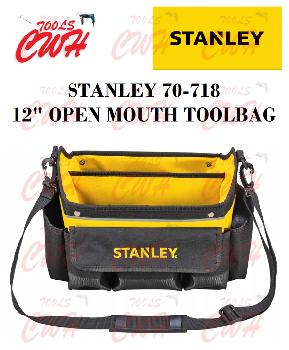 STANLEY 600 Denier Open Mouth Tote Tool Bag, Heavy Duty Steel Handle,  Multi-Pockets Storage for Small Parts, 12 Inch, STST1-70718 - Amazon.com