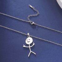 Teamer Fashion Hip Hop Fxck You Funny Doodle Pendant Necklace For Man Woman Stickman Middle Finger Rock Punk Necklace Party Gift Fashion Chain Necklac