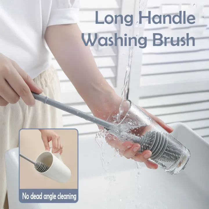 Silicone Cup Brush Cup Scrubber Glass Cleaner Kitchen Cleaning Tool Long  Handle Drink Wineglass Bottle Glass Cup Cleaning Brush