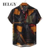 IELGY เสื้อแขนสั้นผู้ชาย,เสื้อและสะดวกสบายเรียบง่ายลำลองลายทางหลากสีเข้ากับทุกชุด