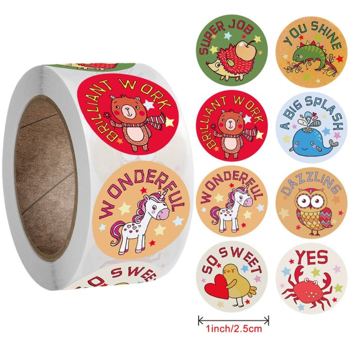 hot-dt-100-500pcs-cartoon-animals-dog-stickers-labels-reward-sticker-school-teacher-kids-smiley-stationery-thank-you
