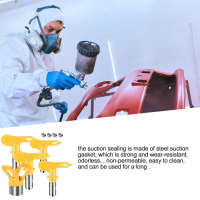 5ชิ้น Airless Paint Sprayer Tip Guard หัวฉีดสำหรับ Airless Paint Tip หัวฉีด (213 311 415 515),สีเหลือง