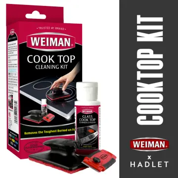 Weiman Ceramic and Glass Cooktop Cleaner - 10 Ounce - Stove Top Daily  Cleaner Kit - 12 Ounce - Glass Ceramic Induction Cooktop Cleaning Bundle  for