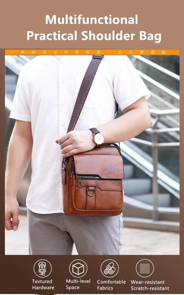 Jeep Buluo Man's Bag 2pc/set Men Leather Messenger Shoulder Bags Business  Crossbody Casual Bags Famous Brand Male Drop Shipping - Shoulder Bags -  AliExpress