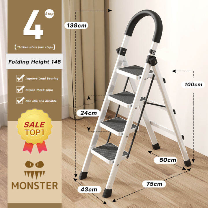 Ladder | White Folding Ladder Can Load Of More Than 150kg Easy Storage ...