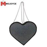 MOJOYCE แฟชั่นรูปหัวใจ Rhinestone ไหล่ Messenger กระเป๋า Shiny Design Chain Purse