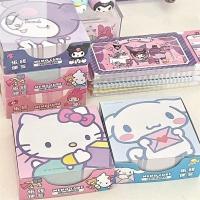 BOWENDA การ์ตูนสำหรับเด็กอนิเมะทำนอง Cinnamoroll ของขวัญนักศึกษาสติ๊กเกอร์ตกแต่งผนังโน้ตกระดาษแปะสติกเกอร์ Kuromi กระดาษโน๊ต