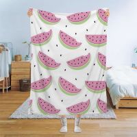 Ready Stock Warm Flannel Throw Blanket for Kids, Sofa Bed Decor, Queen Size, Camping, Picnic Gift, Summer, Soft, Watermelon, Fruit, King Siz