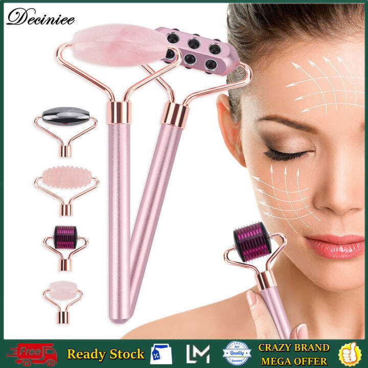 3in1 Face Roller Rose Quartz Germanium Roller AntiWrinkle Face Firming