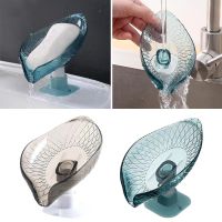 1 PC Transparent Leaf Shape Soap Box Drain Soap Holder Box Bathroom Shower Soap Holder Dish Storage Plate Tray Bathroom Supplies Showerheads