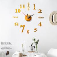 ZZOOI New 40*40cm Quartz Wall Clocks 3D Real Bright Precipitated Mirror Wall Sticker Clock DIY Living Room Home Decor Modern Design