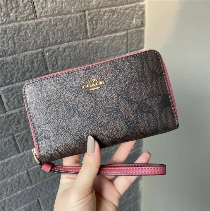 Coach F57468 Wristlet in Signature Coated Canvas Women's Phone Wallet - Brown/Pink | Lazada PH Coach F57468 Wristlet in Signature Coated Canvas Women's Phone Wallet - Brown/Pink | Lazada PH