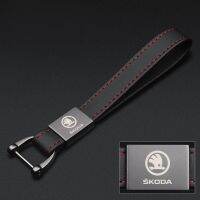 Car Keychain For Skoda Octavia Superpa Kodiak Fabia With Logo Key Buckle Genuine Leather Alloy Key Ring Novel Gift