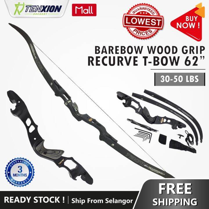 TenXion Archery T1 T Bow ILF Barebow Wood Grip 210FPS Arrows Recurve