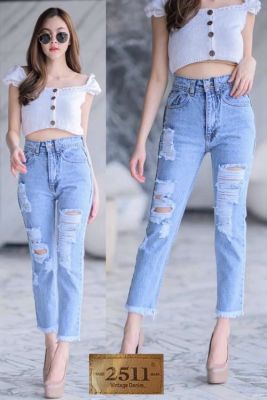 👖 2511 Vintage Denim Jeans by Araya กางเกงยีนส์ กางเกงยีนส์ ผญ กางเกงแฟชั่นผู้หญิง กางเกงยีนส์เอวสูง กางเกงยีนส์ทรงบอย ผ้าไม่ยืด