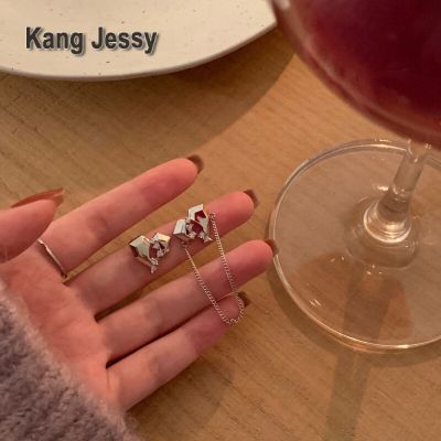 Kang Jessy s925 ต่างหูพู่ยาวสำหรับผู้หญิง ins การออกแบบที่เป็นเอกลักษณ์สไตล์เย็นต่างหูอารมณ์อินเทรนด์