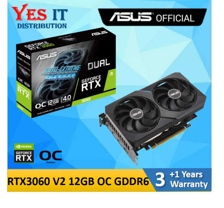 ASUS Dual GeForce RTX 3060 V2 OC Non-OC Edition 12GB RTX3060  RTX3060Ti RTX4060Ti RTX4060 RTX4070 OC 8GB GDDR6 Graphic Card Lazada
