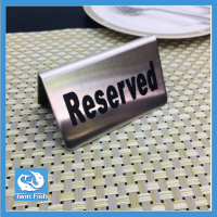 ป้ายจองโต๊ะ Reserved ป้ายจองโต๊ะสแตนเลส ยาว10 ซม. Twin Fish #SS-RESERED