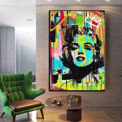 M Arilyn Monroe ภาพผ้าใบภาพวาดถนน G Raffiti ศิลปะโปสเตอร์และภาพพิมพ์ผนัง C Uadros สำหรับห้องนั่งเล่นตกแต่งบ้าน