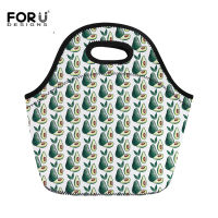 FORUDESIGNS Fruits Avocado Print Neoprene Lunch Bag for Women Waterproof Insulated Food Box Kids Snacks Tote Bag Warm Meal Purse