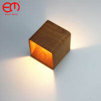 Wood Grain Aluminum 5W Wall Lamp Square Background Wall Decorative Led Lighting Bulb Sconces Nordic Kids Room Light