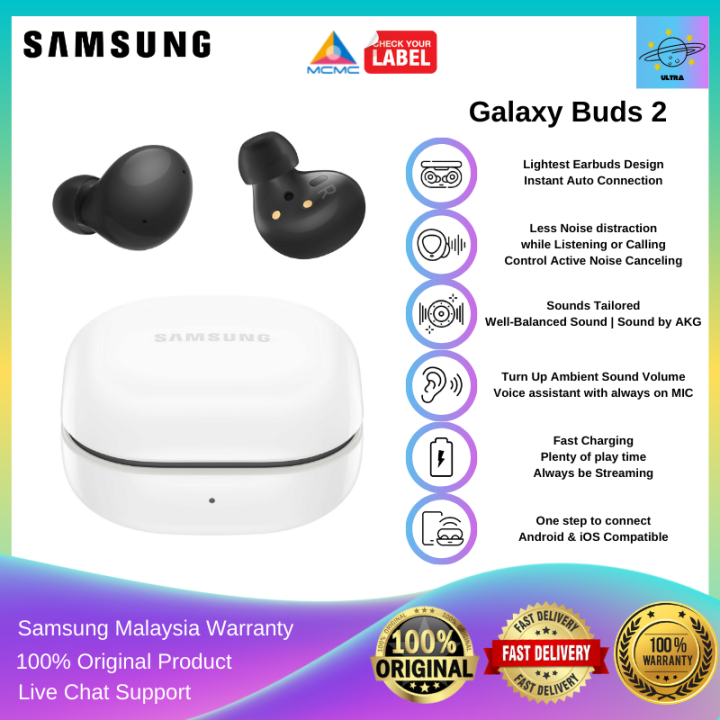 Samsung Galaxy Buds 2 20h Long Battery Life Ambient Sound