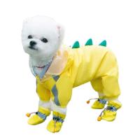 Cute Puppy Dog Raincoat Four-Legged Raincoat All-Inclusive with Hat Waterproof Rain Jacket with Night Reflective Strip Small Medium Dogs Poncho Clothes positive