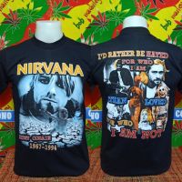 เสื้อวง NIRVANA วงร็อค ไม่มีตะเข็บข้าง คอฟิต ป้ายUS เสื้อวินเทจ เสื้อทัวร์ วงร็อคต่างประเทศ