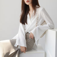 Recommend Tops Chiffon Long Sleeve Shirt Solid Casual Women Blouse baju wanita lengan panjang