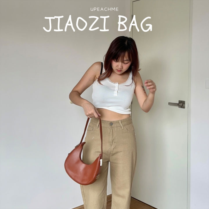 jiaozi-bag-i-กระเป๋าสะพายขึ้นไหล่ทรงครึ่งวงกลม-กระเป๋าสะพาย-กระเป๋าครัช-กระเป๋าถือ-minibag-กระเป๋ารูปครัวซองค์เกาหลี