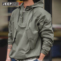 JEEP SPIRIT Charge เสื้อผ้าลำลองกลางแจ้ง Hooded บวกขนาดเสื้อแจ็คเก็ตผู้ชาย เสื้อผ้าฤดูใบไม้ร่วง