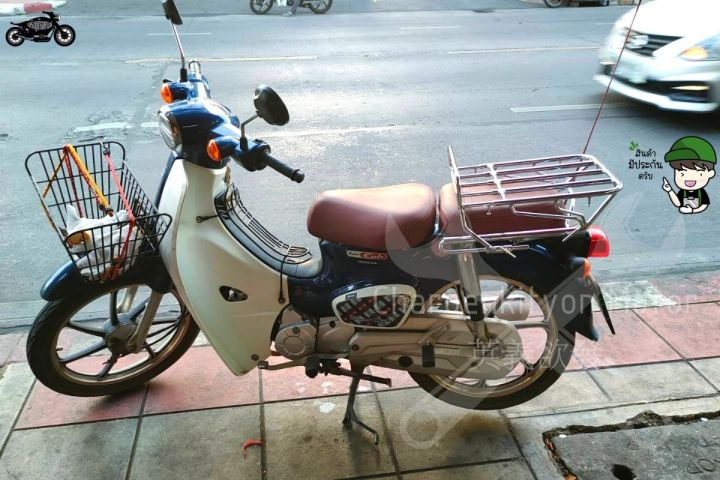 honda-supecub2018-รุ่นเบาะสองตอน-ตะแกรงบรรทุก-4-ช่อง-งานเหล็กชุบ-ตะแกรงขนของsupercub