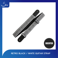 สายสะพายกีตาร์ Richter Retro Black / White Guitar Strap | Strings Shop