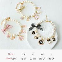 Pet Sweet Pearl Bow Collar Dog Jewelry Decoration Pendant Necklace Cat Princess Diamond Accessories Puppy Fashion Collar Leash