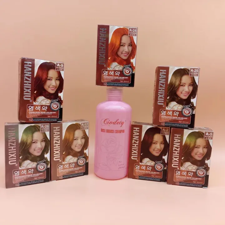 3pcs Best Hair Color Hanzhixiu Hair Color 30ml Hair Colour Cream / free  shampoo 280 ml | Lazada PH