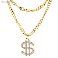 ❁┋♗ Gold Plated Crystal Dollar Sign Pendant Necklace Hip Hop Chain nice gift Rock heavy metal hip hop decoration