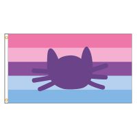 90x150cm LGBT Rainbow Homo Cat Gender Lesbian Pride Flag