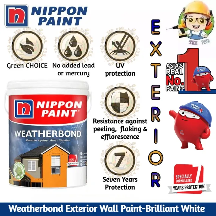 5L Nippon Paint Weatherbond Brilliant White 1001 - Exterior ...